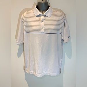 Footjoy FJ Men's Large Striped Blue White Polo Shirt "The‎ Rock"